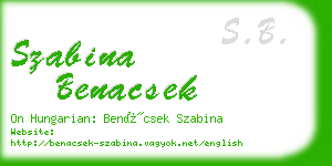 szabina benacsek business card